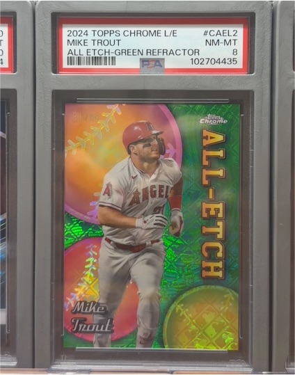 2024 Topps Chrome #CAE-2 Mike Trout All-Etch Green Refractor — front