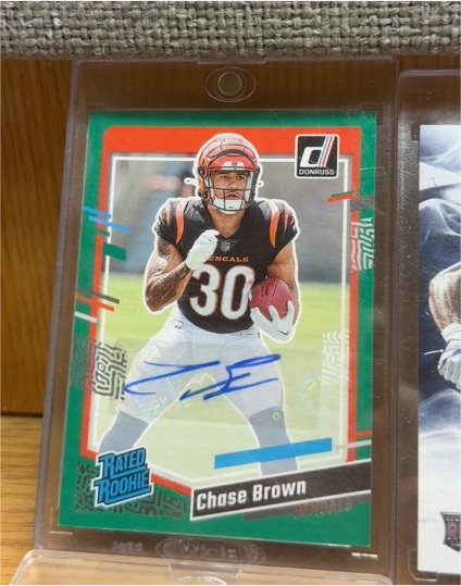 2023 Donruss #318 Chase Brown Rated Rookie Green Press Proof Autograph — front