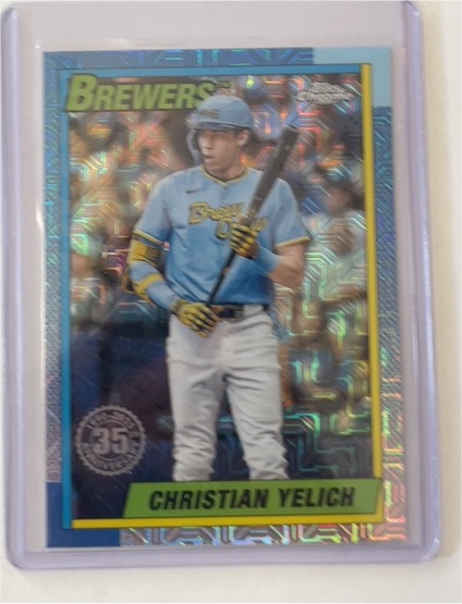 2025 Topps #T90C-77 Christian Yelich 1990 Topps Baseball 35th Anniversary Chrome — front