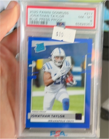 2020 Panini Donruss #317 Jonathan Taylor Rated Rookie Blue Press Proof — front