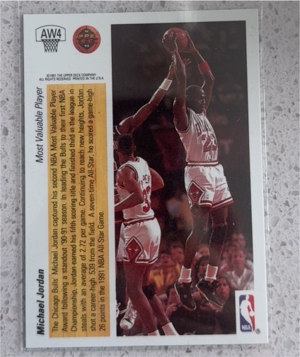 1991 Upper Deck #AW4 Michael Jordan Award Winner Hologram — front