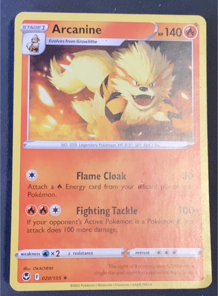 2022 Pokémon SWSH12: Silver Tempest #020 Arcanine — front