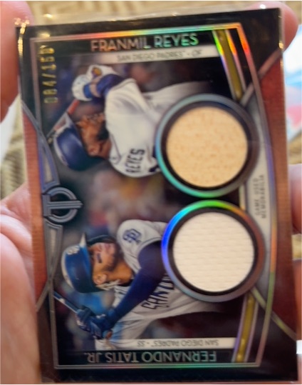 2020 Topps Tribute Dual Relics #DR-RS Fernando Tatis Jr/Franmil Reyes — front