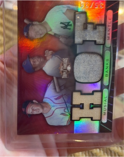 2007 Topps Triple Threads #TTR126 Stan Musial Ernie Banks Mickey Mantle — front