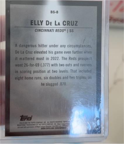 2023 Topps Baseball #BS-8 Elly De La Cruz — front