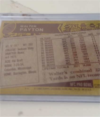 1986 Topps #221 Walter Payton — front