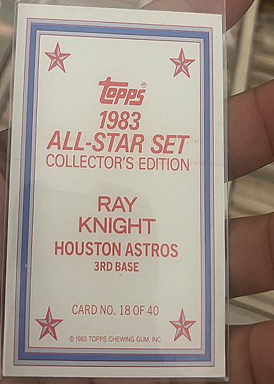 1983 Topps All-Star Set Collector's Edition #18 Ray Knight — back