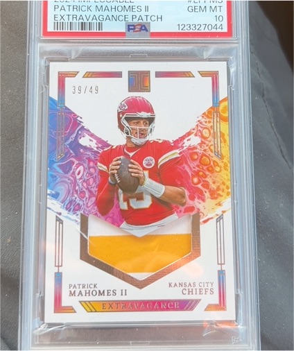 2024 Panini Impeccable Extravagance Patch #EP-PM Patrick Mahomes II — front