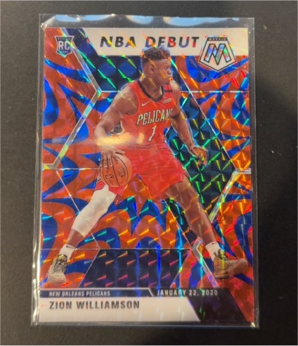 2019-20 Panini Mosaic #269 Zion Williamson NBA Debut Rookie Reactive Orange — front