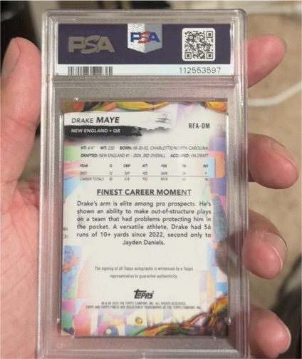 2024 Topps Finest #RFA-DM Drake Maye — front
