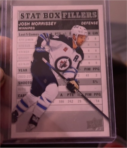 2023-24 Upper Deck Series 1 Stat Box Fillers #SB-25 Josh Morrissey — front