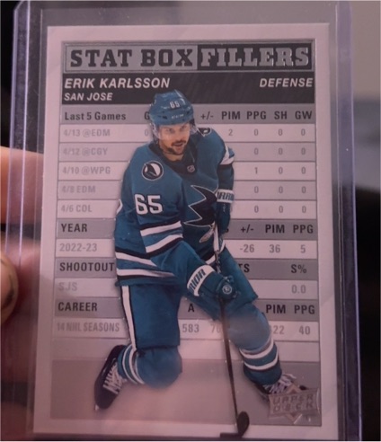 2023-24 Upper Deck Series 1 Stat Box Fillers #SB-4 Erik Karlsson — front