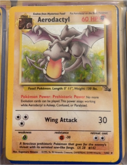 1999 Pokémon Fossil #16 Aerodactyl — front