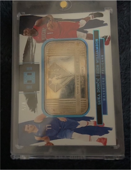2021-22 Panini Impeccable Basketball #5/8 Luka Doncic / Zion Williamson Silver Bar — front