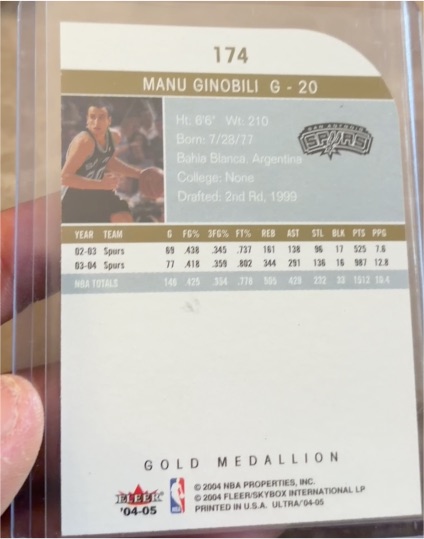 2004-05 Fleer Ultra Gold Medallion #174 Manu Ginobili — front