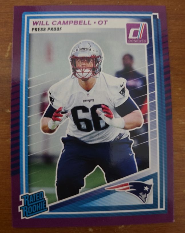 2025 Donruss #345 Will Campbell Rated Rookie Purple Press Proof — front