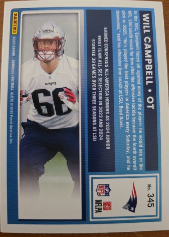 2025 Panini Donruss #345 Will Campbell — front