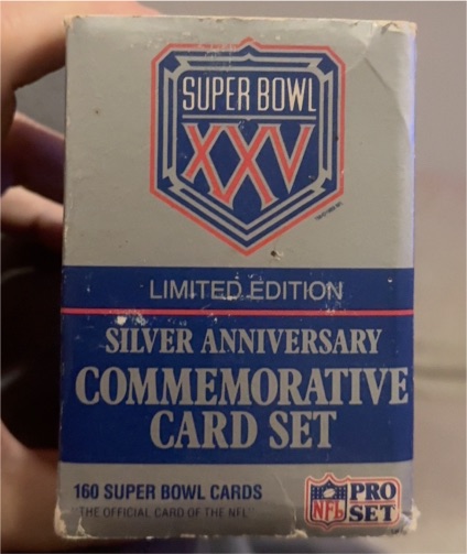 1990 Pro Set Super Bowl XXV Limited Edition Silver Anniversary Commemorative Card Set — front