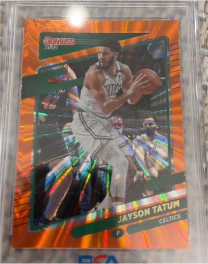 2021-22 Panini Donruss #60 Jayson Tatum Orange Laser — front