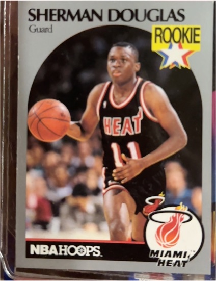 1990-91 Hoops #164 Sherman Douglas Rookie Miami Heat — front