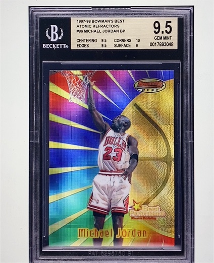 1997-98 Bowman's Best #96 Michael Jordan Best Performance Atomic Refractor — front