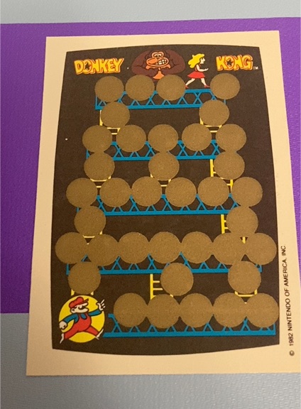 1982 Topps Donkey Kong Scratch-Off Sticker Card — front