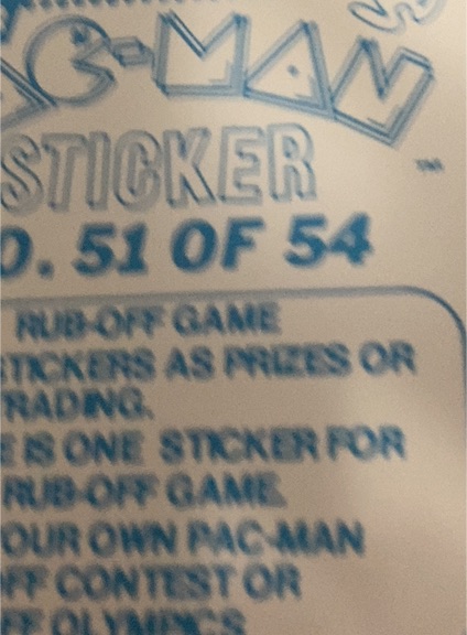 Pac-Man Sticker #51 of 54 — front
