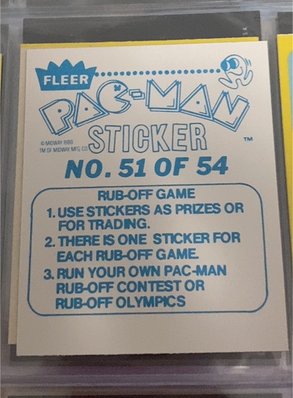 1980 Fleer Pac-Man Sticker #51 — front