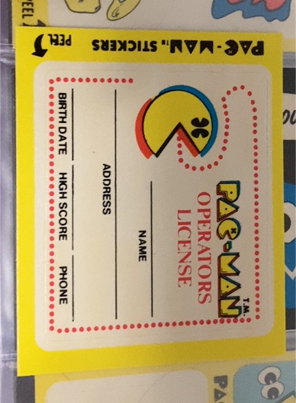 1980 Fleer Pac-Man Operators License Sticker — front