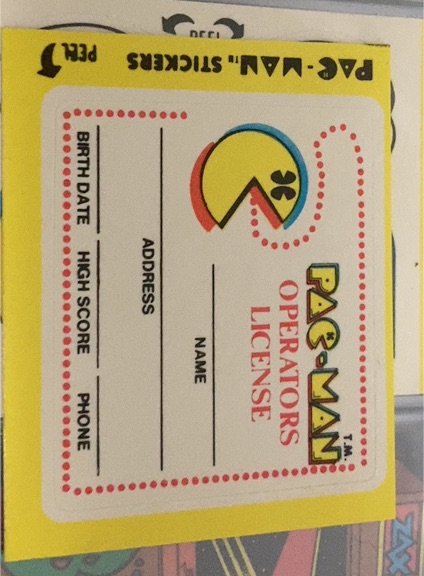 1980 Fleer Pac-Man Operator License Sticker — front