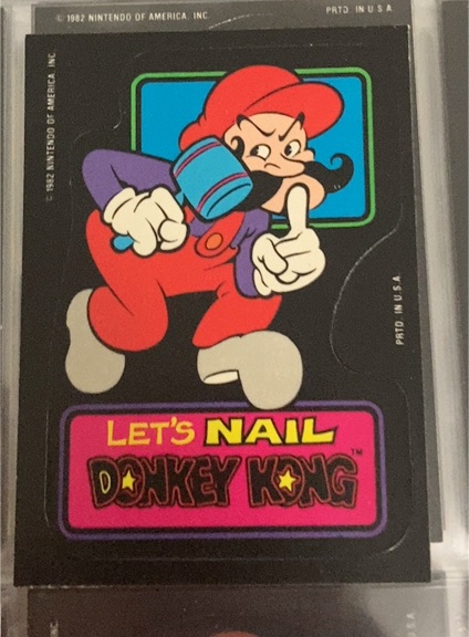 1982 Topps Nintendo Donkey Kong Sticker #14 Let's Nail Donkey Kong — front