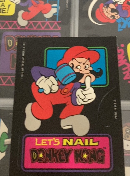1982 Topps Nintendo Let's Nail Donkey Kong Sticker — front