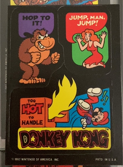 1982 Topps Donkey Kong #15 Hop to It! / Jump Man Jump! / Too Hot to Handle — front