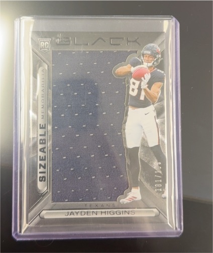 2025 Panini Black Football Jayden Higgins Sizeable Memorabilia RC — front