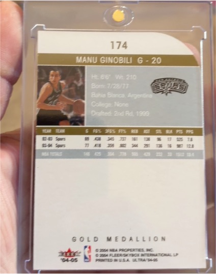 2004-05 Fleer Ultra Gold Medallion #174 Manu Ginobili — front