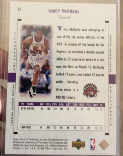 1998-99 SP Authentic #82 Tracy McGrady — front