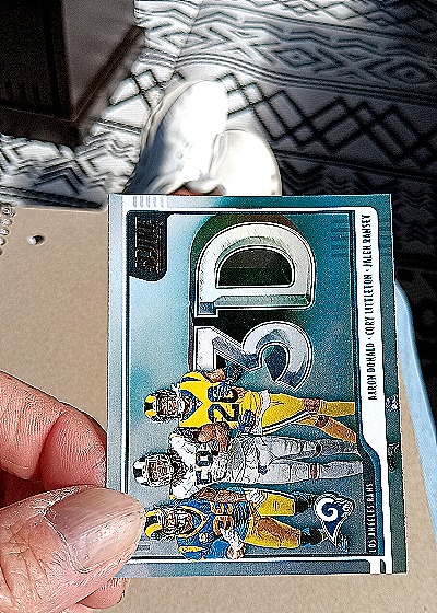 2020 Score 3D #3D-ACJ Aaron Donald / Cory Littleton / Jalen Ramsey — front