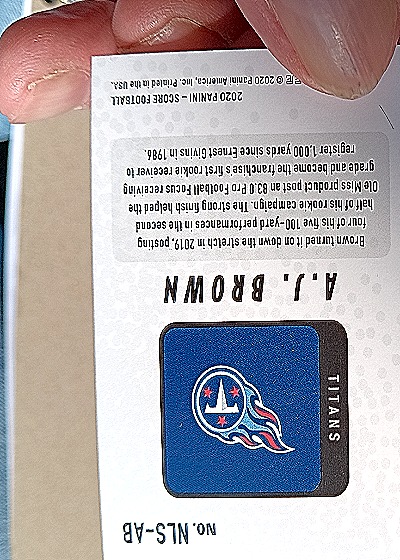 2020 Panini Score #NLS-AB A.J. Brown — back