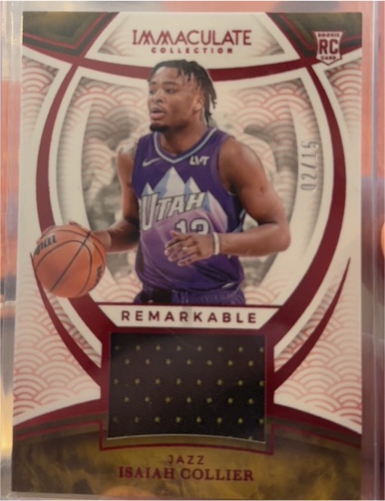 2023-24 Panini Immaculate Collection Isaiah Collier Remarkable Patch #/15 — front