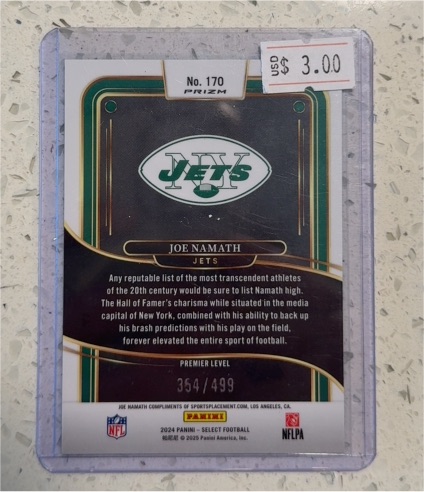 2024 Panini Select Premier Level #170 Joe Namath — front