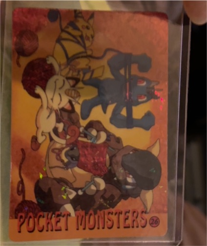 1990 Bandai Pocket Monsters #26 Pikachu Meowth Gengar Dragonite Tauros — front