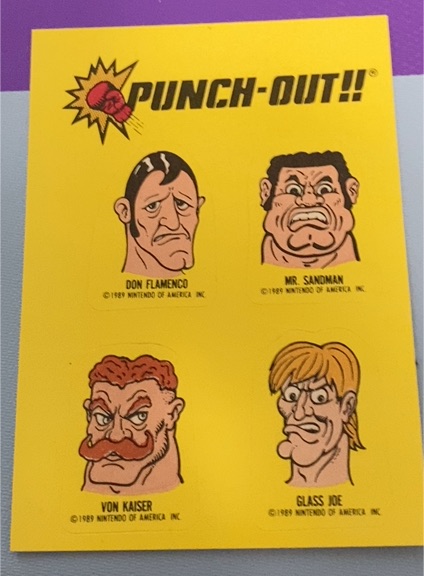 1989 Topps Nintendo Punch-Out!! #20 Don Flamenco Mr. Sandman Von Kaiser Glass Joe Sticker — front