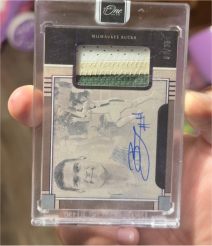 2023-24 Panini One and One Giannis Antetokounmpo Rookie Patch Auto #1/35 — front