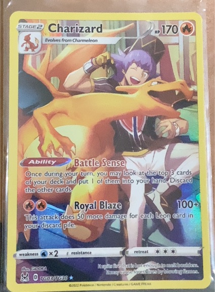 2022 Pokémon Lost Origin Trainer Gallery #TG03 Charizard — front