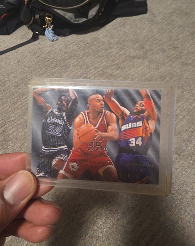 1994-95 Fleer Team Leaders #7 Shaquille O'Neal / Clarence Weatherspoon / Charles Barkley — front