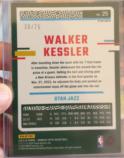 2023-24 Panini Donruss Optic #25 Walker Kessler — front