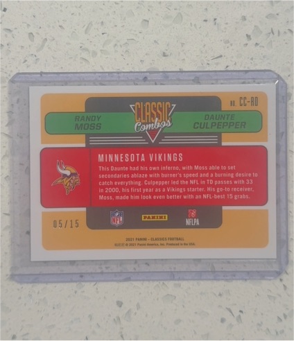 2021 Panini Classics Classic Combos #CC-RD Randy Moss Daunte Culpepper — front
