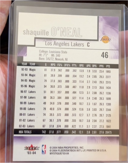 2003-04 Fleer Mystique #46 Shaquille O'Neal — front