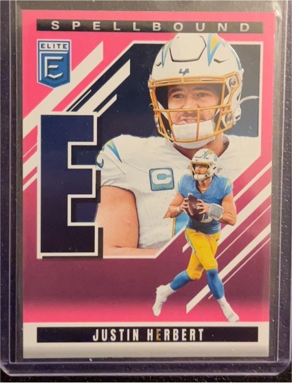 2025 Panini Donruss Elite #35 Justin Herbert Pink Spellbound E — front