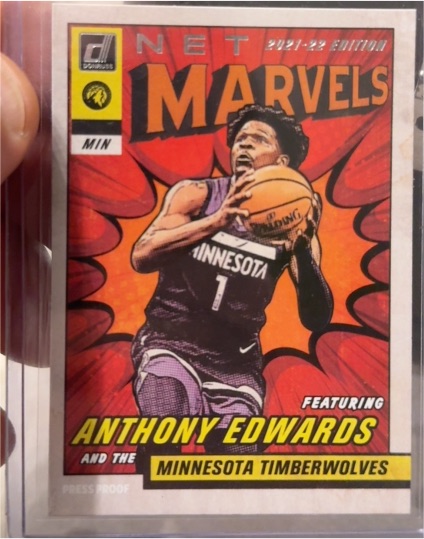 2021-22 Donruss #11 Anthony Edwards Net Marvels Press Proof — front